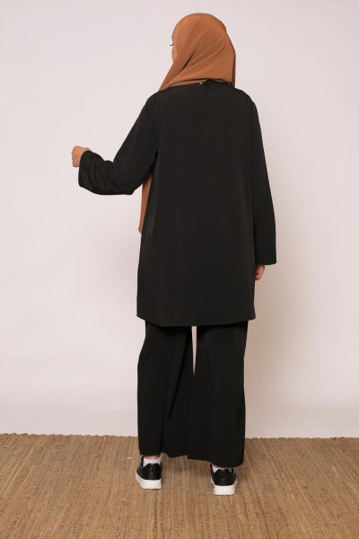 Black kristal wide pants and tunic set