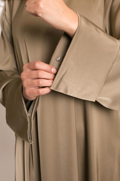 Abaya luxery satiné kaki clair