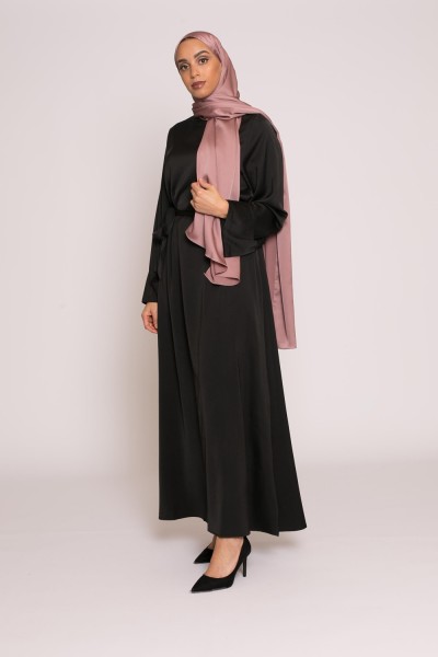 Abaya de lujo de raso negro