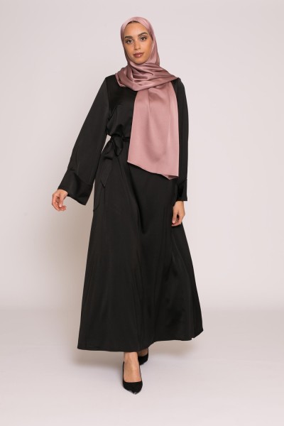 Black satin luxery abaya