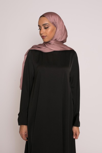 Abaya luxery satiné noir pour femme musulmane boutique hijab 
