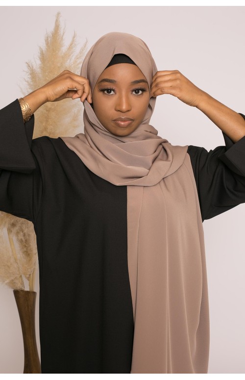 Hijab long taupe boutique musulmane