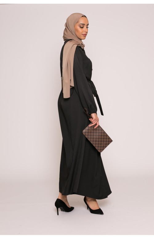 robe chemise longue noir mastoura pour femme musulane