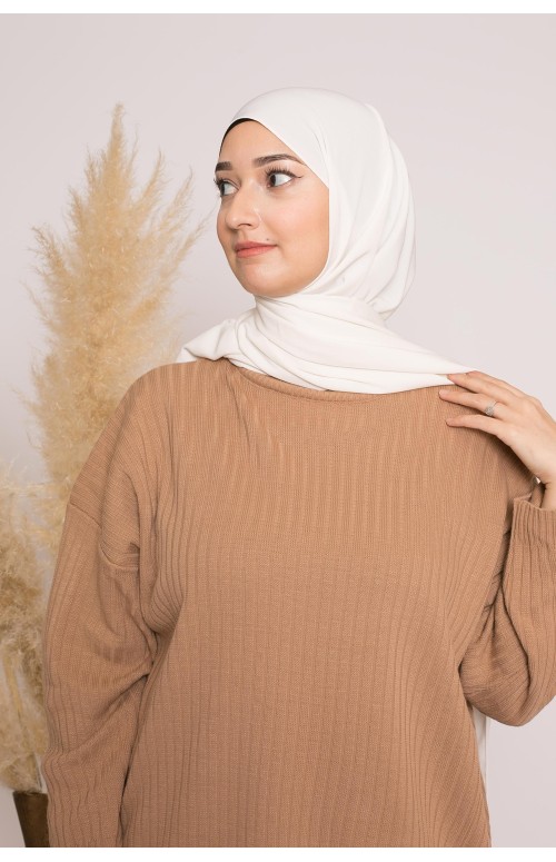 Ensemble mastour tricot côtelé beige foncé boutique musulmane