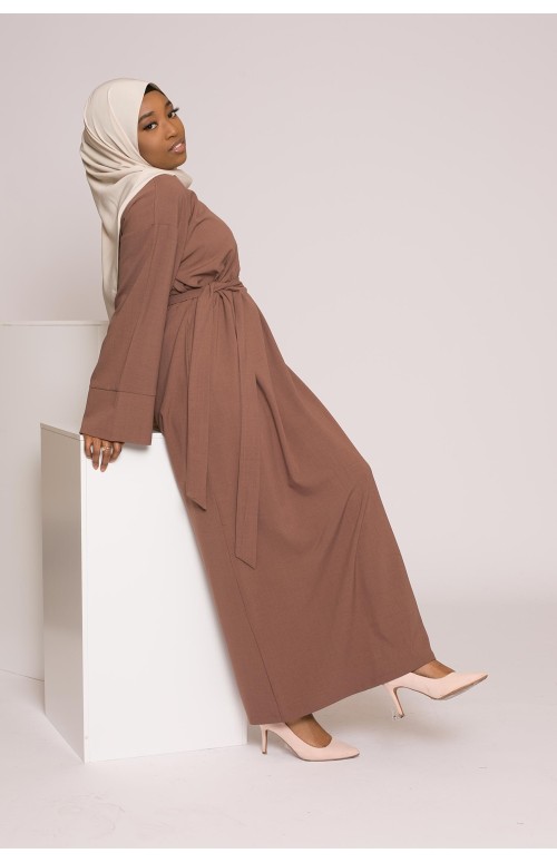 Robe fermeture zip choco abaya mastoura pour femme musulmane