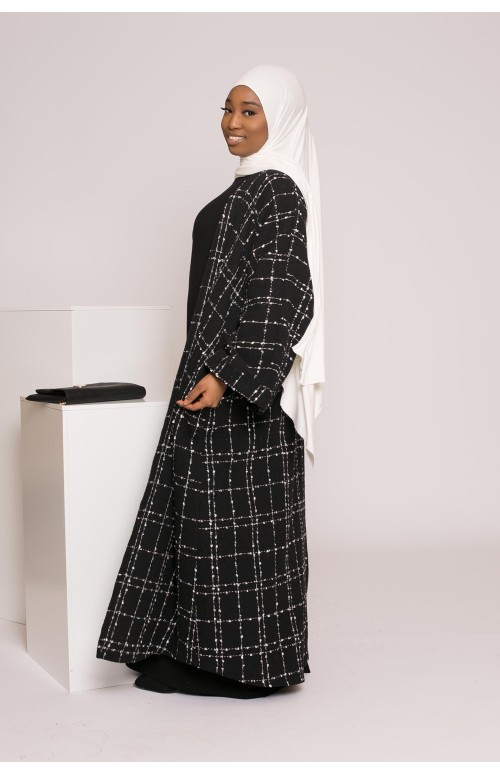 Manteau kimono création noir boutique hijab femme musulmane