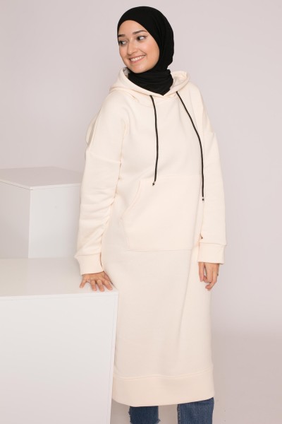 Sweat long oversize écru pour femme musulmane boutique hijab