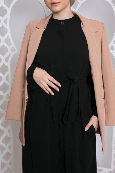 Combinaison soie de médine noir création pour femme musulmane boutique hijab