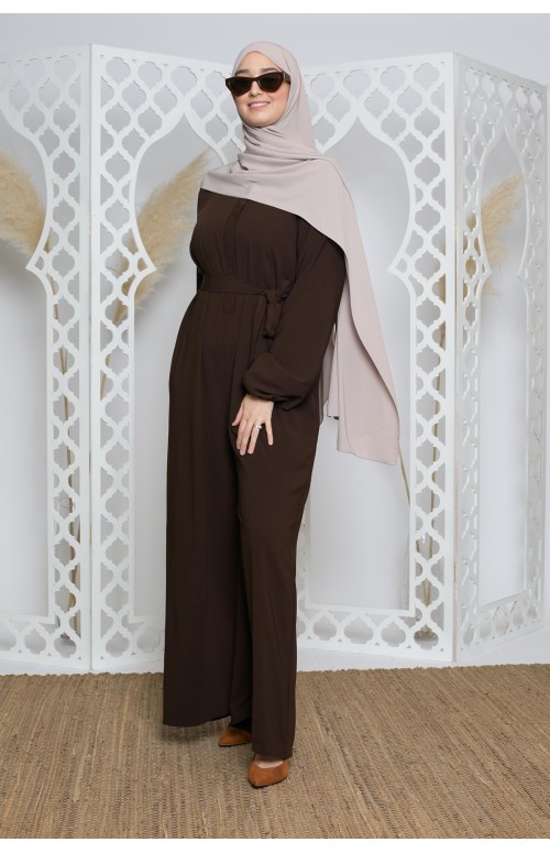 Combinaison en soie de médine marron boutique hijab moderne