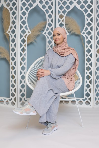 Combinaison sport wear gris chiné pour femme musulmane