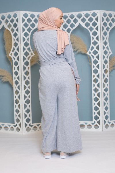 Combinaison sport wear gris chiné pour femme musulmane