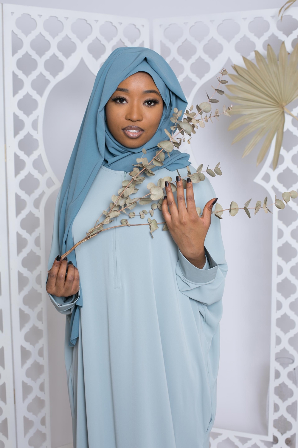 Hijab soie de médine blue grey