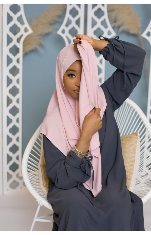 Hijab soie de médine rose clair