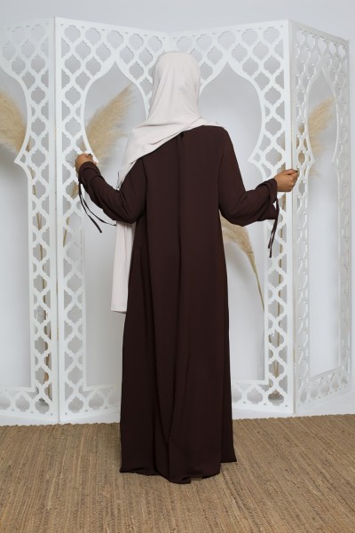 Abaya en soie de médine chocolat boutique hijab musulmane