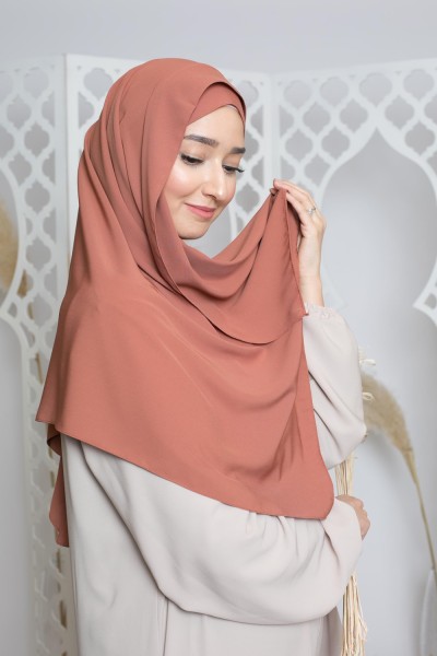 Hijab de seda medina rosa melocotón oscuro