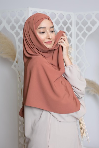 Dark peach pink medina silk hijab