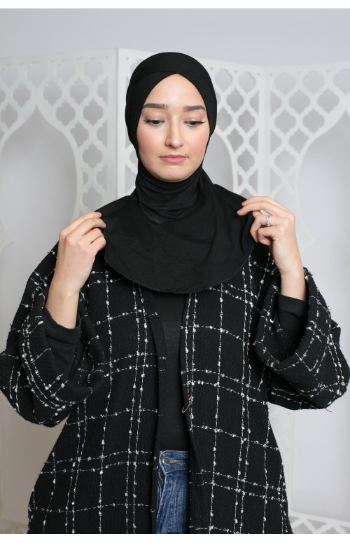Cagoule croisé jersey noir sous hijab boutique musulmane