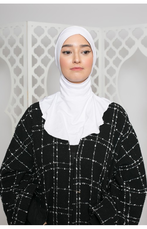 Cagoule croisé jersey blanche sous hijab boutique musulmane