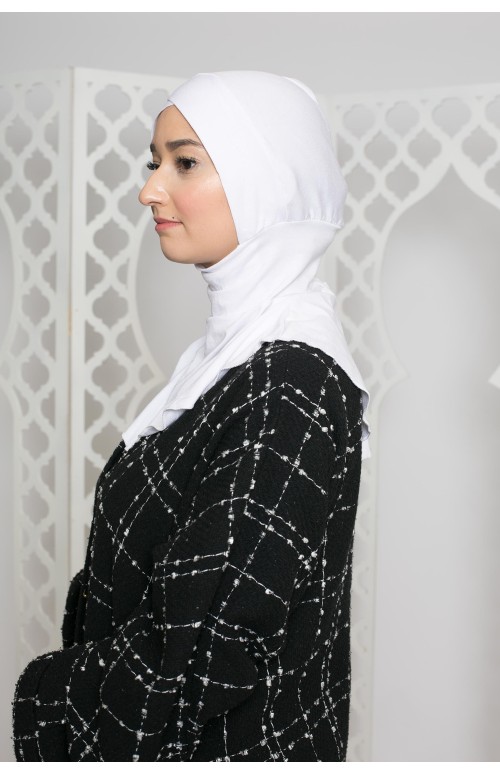 Cagoule croisé jersey blanche sous hijab boutique musulmane