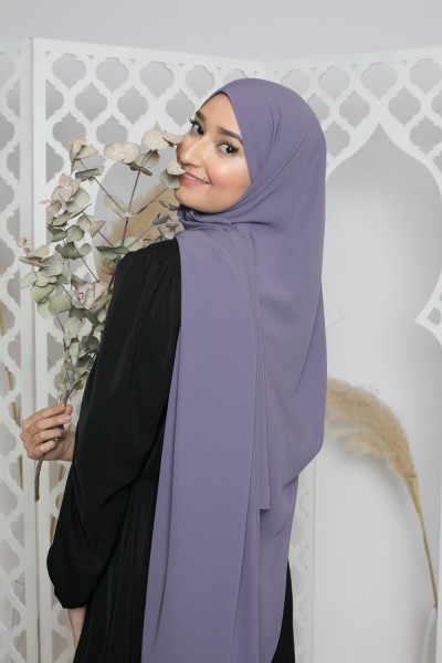 Hijab soie de médine violet foncé