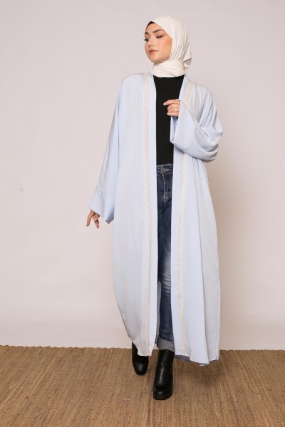 Kimono kristal brodé bleu boutique femme musulmane 