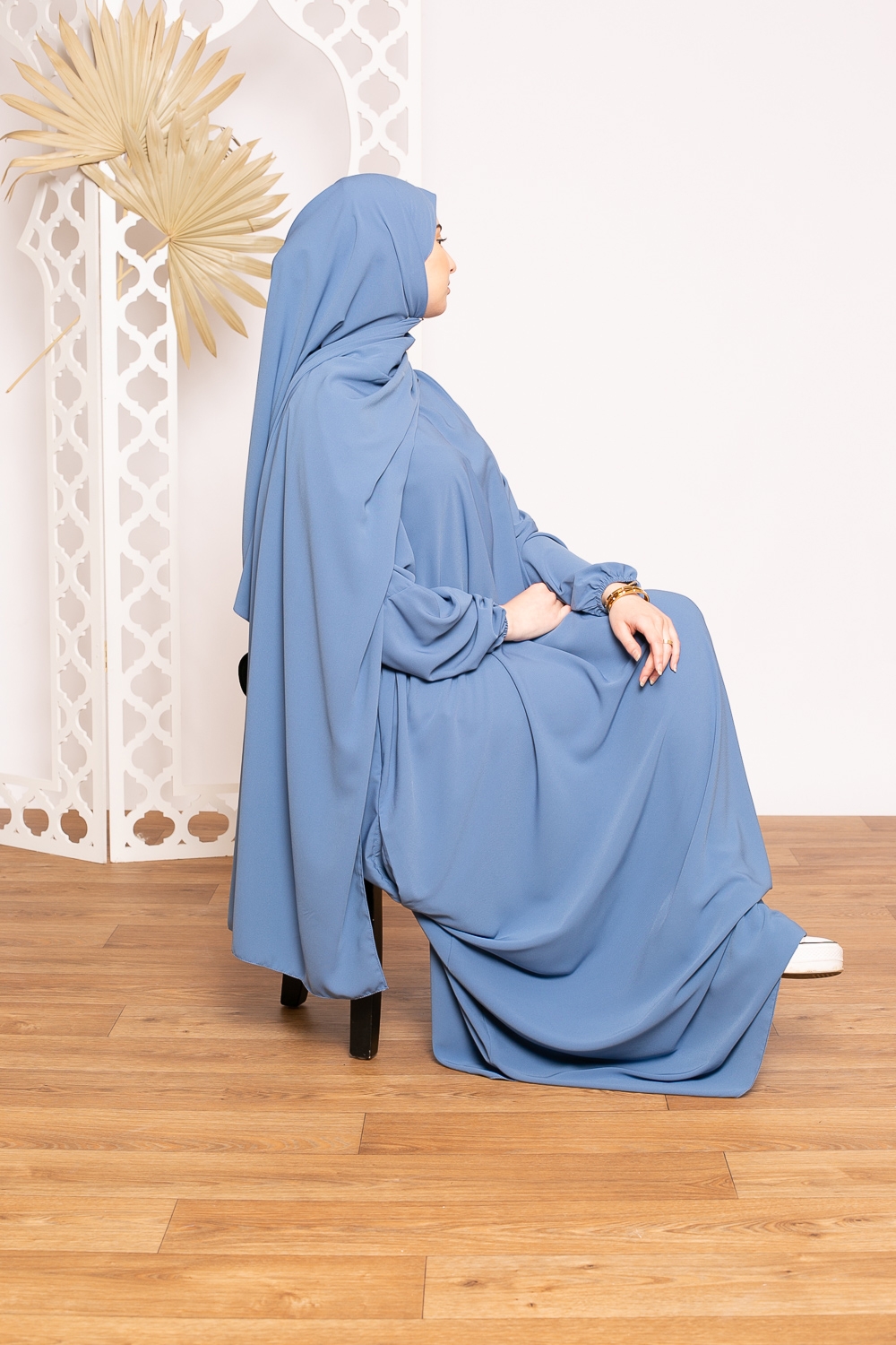 Ensemble hijab xxl abaya médina bleu