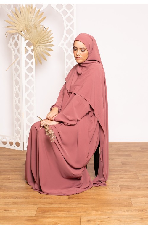 Ensemble hijab xxl abaya médina prune