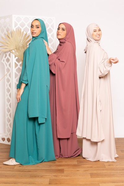 Hijab xxl abaya medina plum set