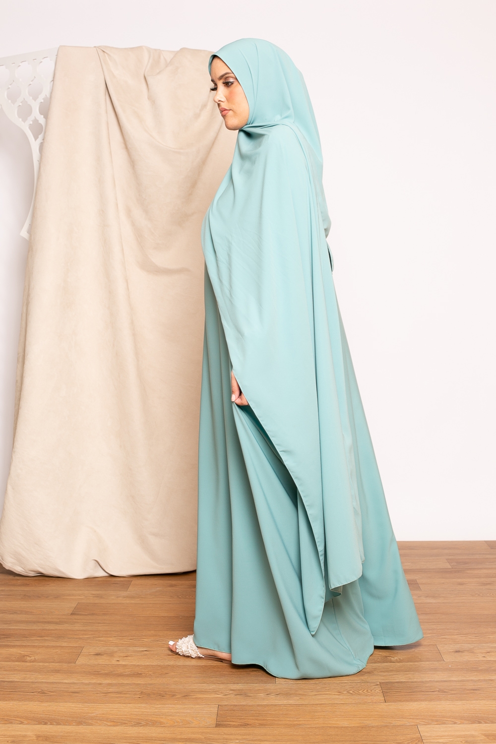 Ensemble hijab xxl abaya médina vert clair