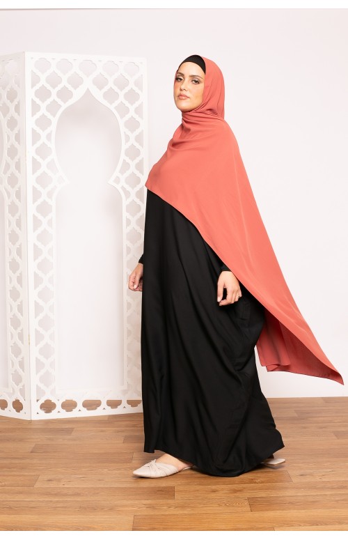 Abaya papillon manchettes élastique noir boutique mastoura musulmane