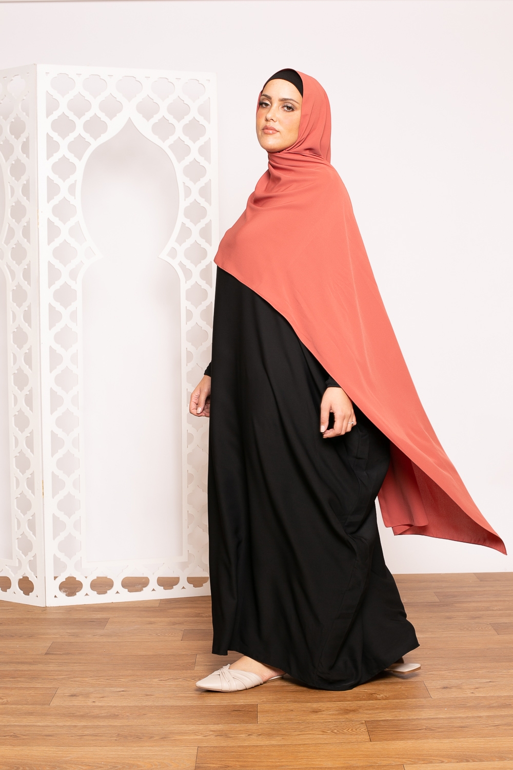 Abaya papillon manchettes élastique noir