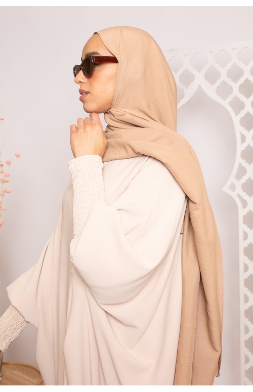 Hijab coton beige foncé boutique musulmane