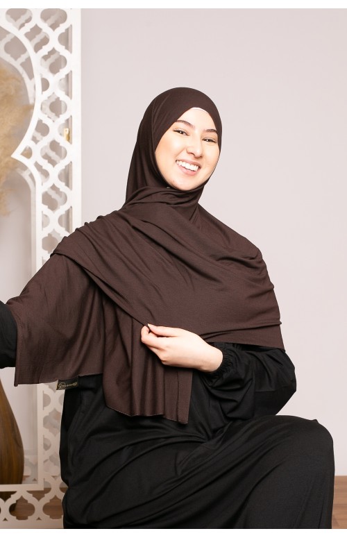 Hijab jersey lux soft marron foncé