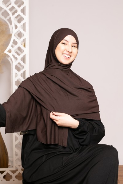 Hijab jersey lux soft marron foncé