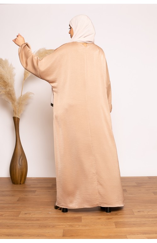 Abaya satiné jazz beige collection ramadan boutique hijab pas cher