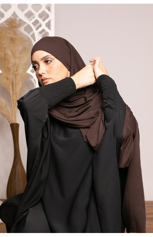 Hijab jersey luxe soft prêt à nouer marron foncé