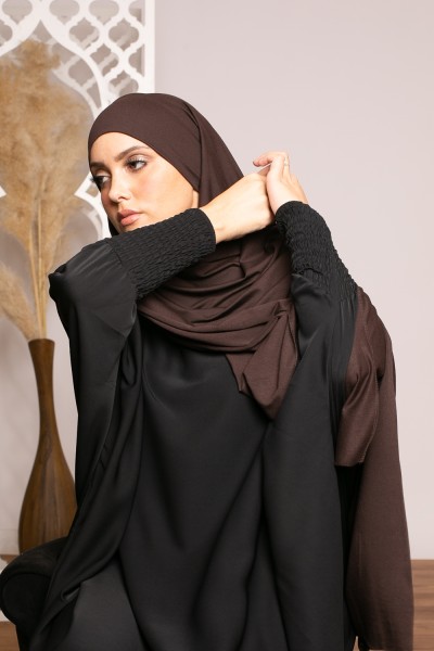 Hijab jersey luxe soft prêt à nouer marron foncé