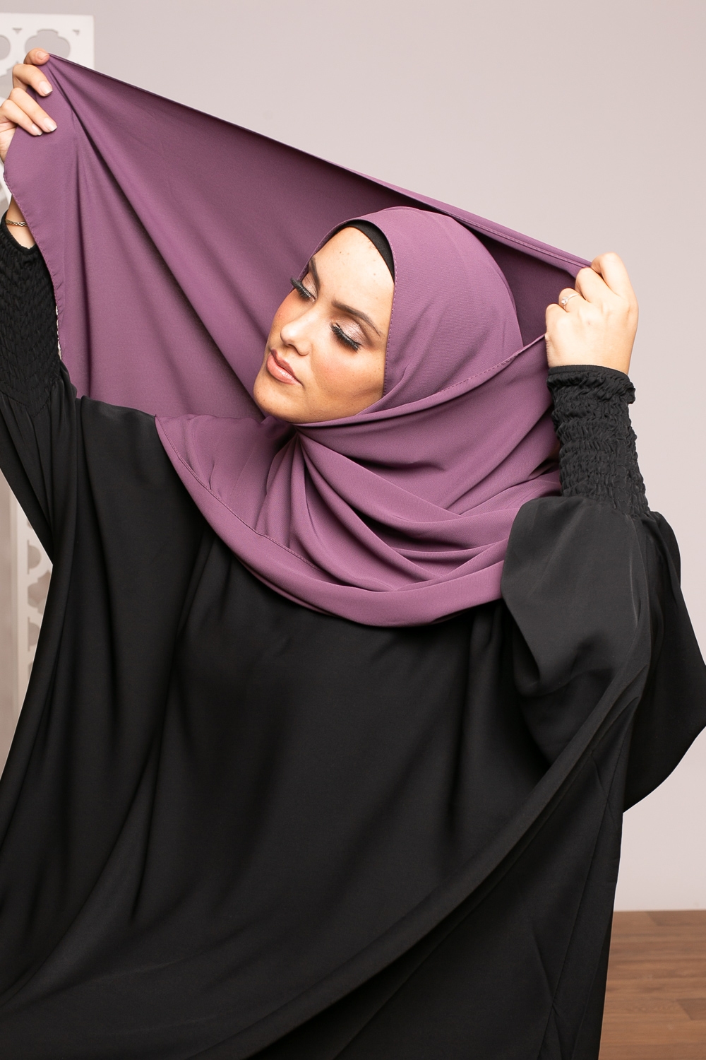 Hijab soie de médine purple