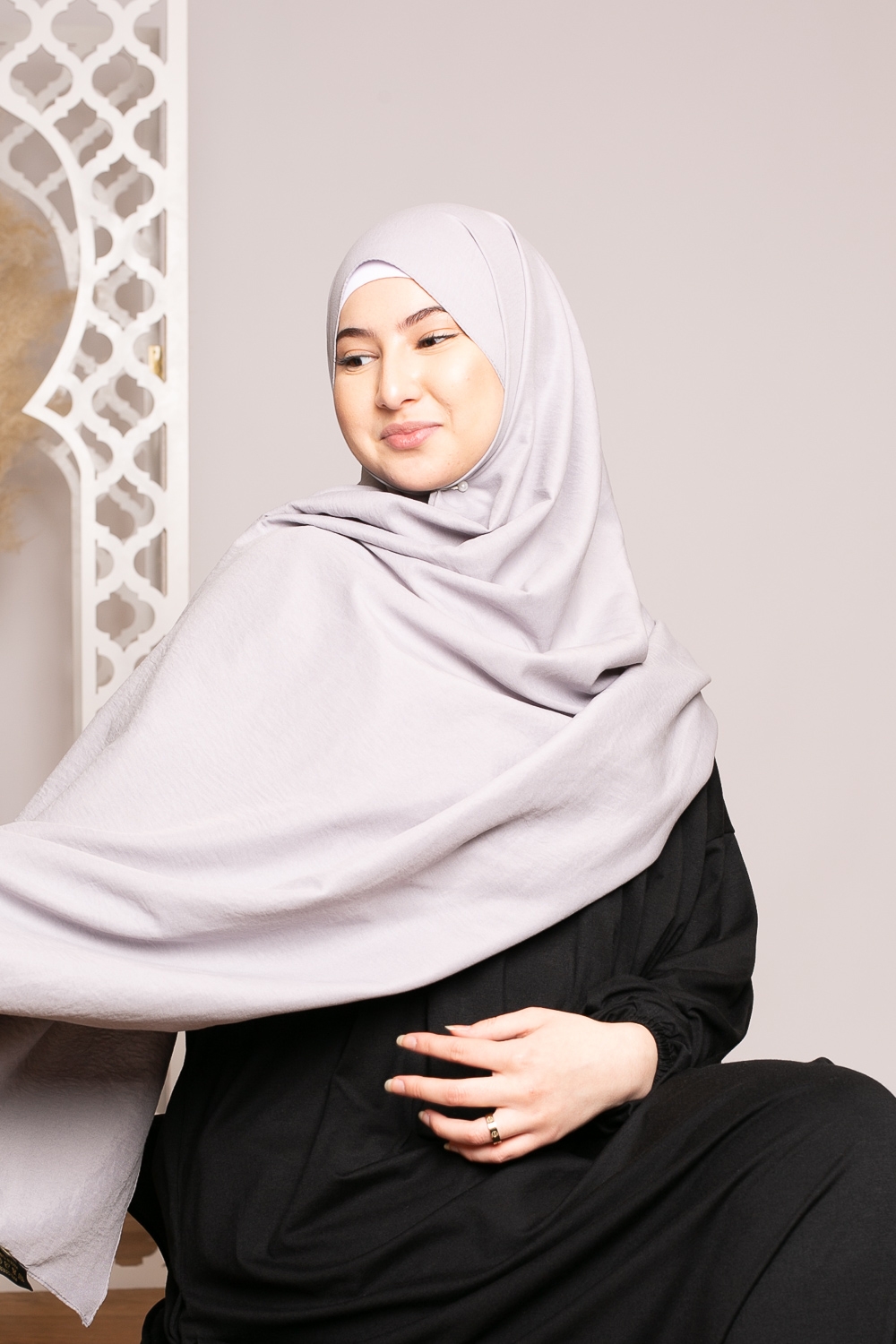 Hijab coton gris clair