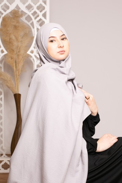Hijab coton gris clair boutique musulmane