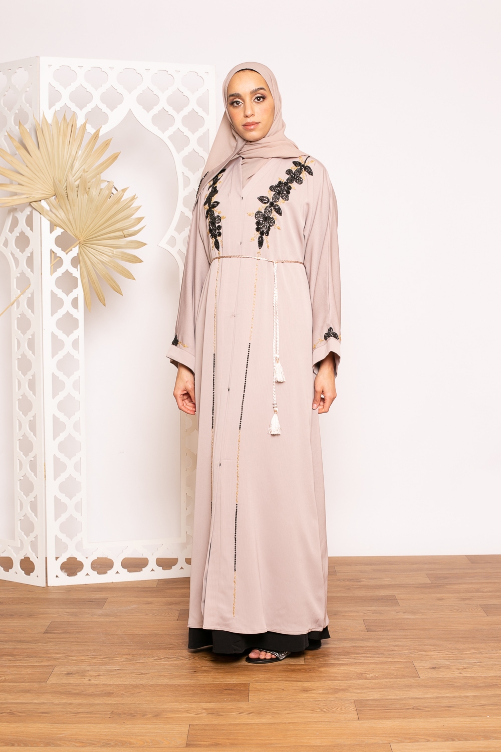 Abaya Dubai perla taupe