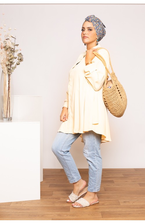chemise oversize jaune clair boutique modeste fashion moderne pour femme
