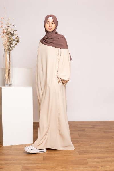 Robe manche ballon nude collection printemps été pour femme musulmane