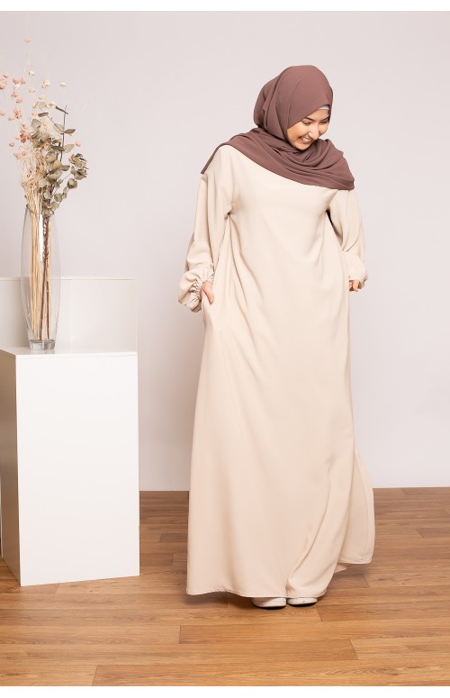 Robe manche ballon nude collection printemps été pour femme musulmane