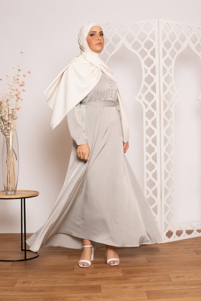 Robe amira satiné amande collection ramadan boutique hijab