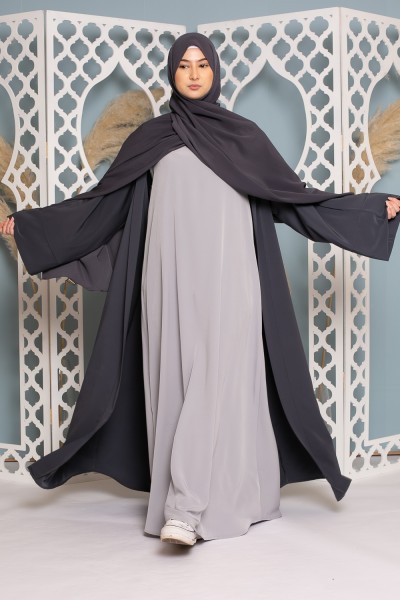 Robe sans manche gris clair boutique hijab pas cher