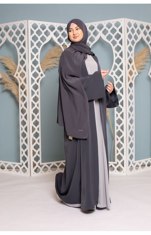 Kimono kristal gris foncé collection printrmps été ramadan boutique musulmane vêtement pour femme