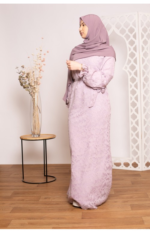 Robe plumetis lilas collection printemps été boutique modeste fashion