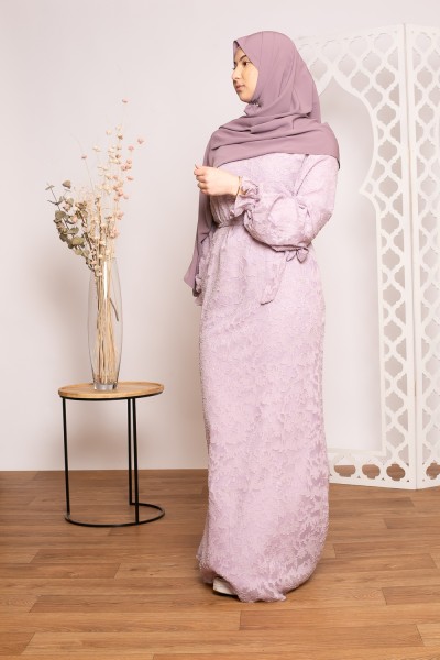 Robe plumetis lilas collection printemps été boutique modeste fashion