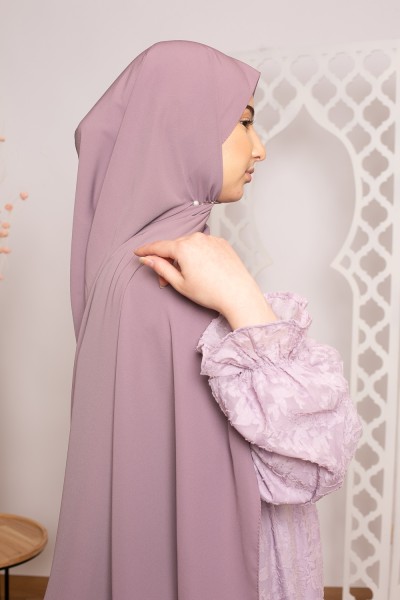 Hijab soie de médine lilas foncé
